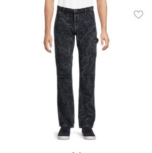 New PRPS Tiling Carpentar Abstract Jeans Pants Mens 44 Relaxed Fit Blue Denim